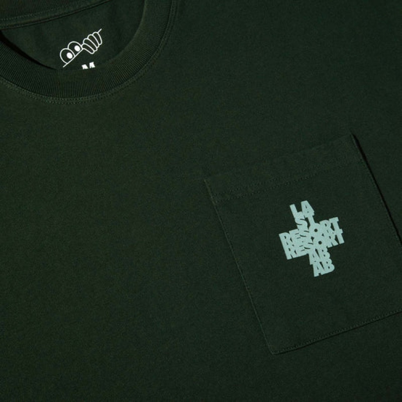 Last Resort AB Cross Pocket T-shirt Herr Gröna | Sverige-2948576